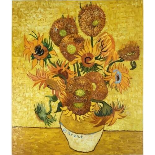 Handmade Framed Oil paintings flower still life vase with sunflowers Vincent Van Gogh reproduction for living room wall decor
