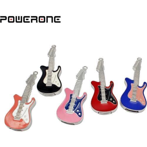 POWERONE Metal Rock and roll electric guitar shape USB Flash Drive musicial pendrive pendriver memory stick 64GB 8GB 16GB 32GB
