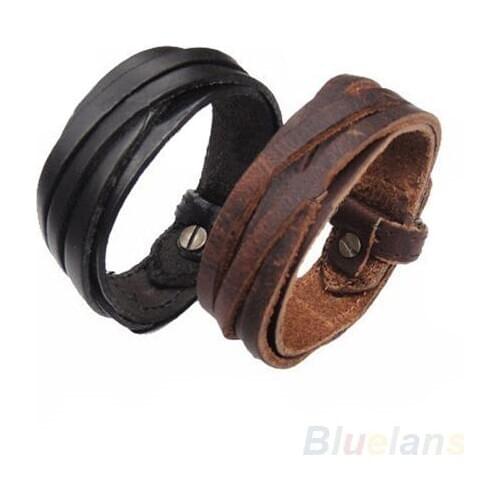 Men Women Vintage Punk Simple Design Multi-layer Braided Faux Leather Bracelet Jewelry Trendy Bracelet