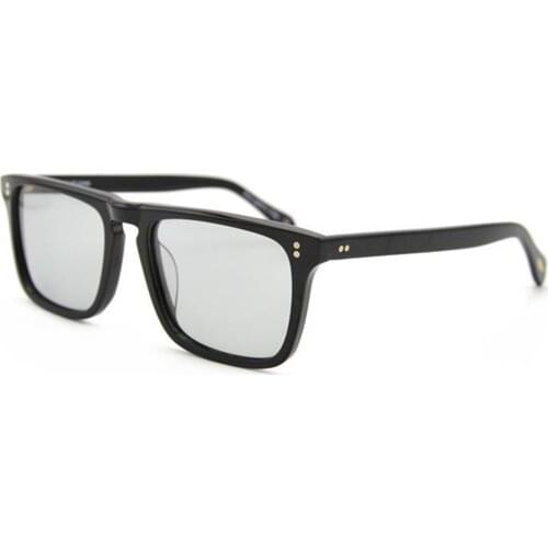 Retro Square Sunglasses for Men Polarized Anti-UV400 Eyeglasses 55-19-145 Acetate Rim Goggles Fashion Driving Glasses