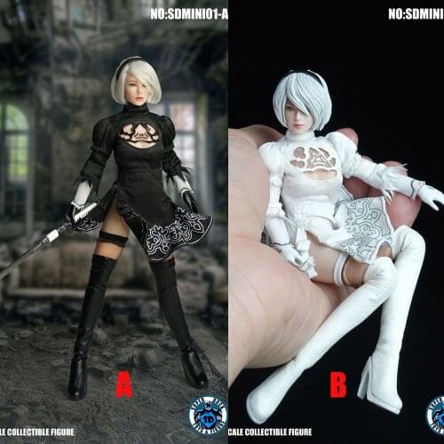 SDMINI001 1/6 Scale Sexy Female Figure Accessory Cosplay NieR 2B Girl Head Sculpt Clothes Weapon Accessory Model for 6'' Body