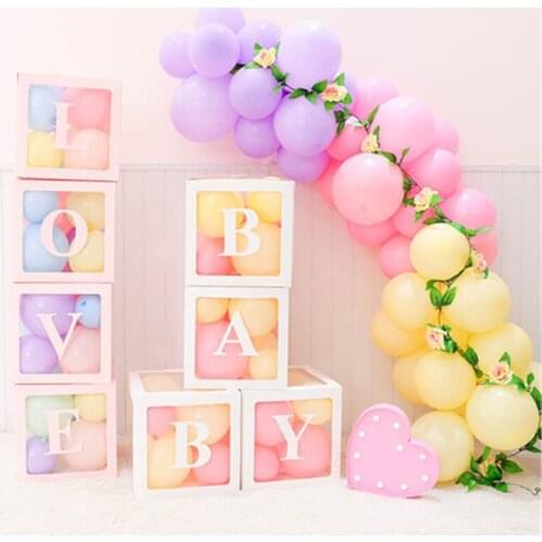 Goo Party Transparent Name Age Box Girl Boy Baby Shower Decor Baby 2 1st 1 One Birthday Party Decor Gift Babyshower Supplies