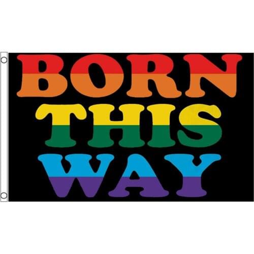 Born This Way Rainbow Flag 150X90CM LGBT Gay Lesbian Pride Polyester Decoration Promotion Vivid Color Hot Selling