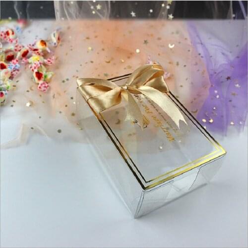 PVC Clear Transparent Hot Stamping Gift Box Birthday Wedding Favor Holder Chocolate Candy Boxes Event Sweet Candy Packaging Bag