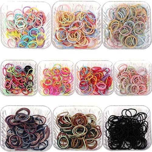 100Pcs/lot Hair Elastic Rubber Band for Girls Candy Color Hair Ropes Ponytail Scrunchies Solid Girls Headwear Hair Accessories