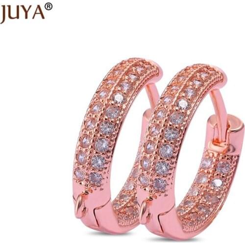 Luxury 2 Side AAA Zircon Rhinestone Crystal Hoop Earring Clasps Hooks DIY Making Earrings Jewelry For Women