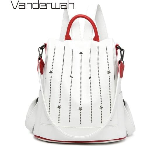 Fashion Rivet Leather Bags For Women 2020 High Capacity Anti-theft Backpacks For Girls Multifunction Casual Bagpack Sac A Dos