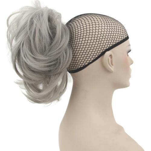 Soowee Short Curly Hair Piece Gray Claw Ponytail Synthetic Hair Blonde Clip In Hair Extensions Hairpiece Pony Tail