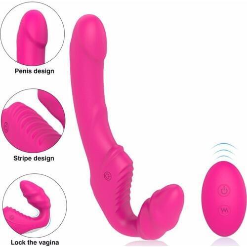 9 Speed Strapon Dildo Vibrator Remote Control Double-head Vibrating Penetration Vagina G Spot Vibrator Sex Toys for Woman