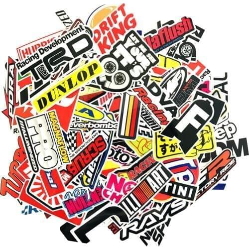 100Pcs/lot 2021 waterproof Letter Trend JDM Stickers For Snowboard Laptop Luggage Car Fridge Car- Styling