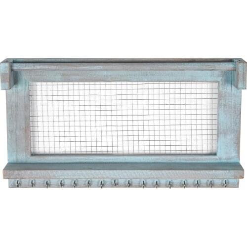 Jewelry Manager - Wall Mounted Jewelry Stand With Detachable Bracelet Bar, Shelf And 16 Hooks Bracelet Stand - Blue 190812208