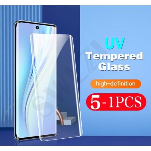 4-1Pcs UV Full glue phone screen protector for honor 30 50 pro plus V40 lite tempered glass protective film on the glass