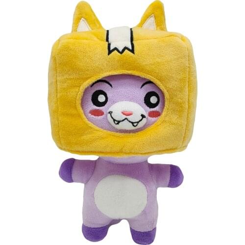 27CM Yellow Paper Box Small Fox Doll Detachable Paper Box People Kawaii Purple Stuffed Toy Bed Decoration Holiday Gift Trend Toy