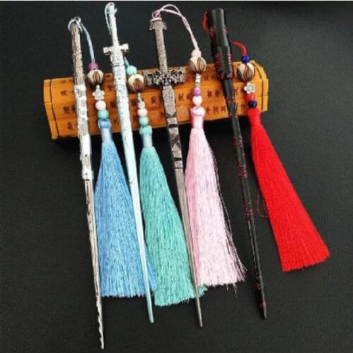 Anime Cosplay The Untamed Cosplay Wei Wuxian Lan Wangji Tassel Hairpin 22cm Weapon Model Gifts For Women