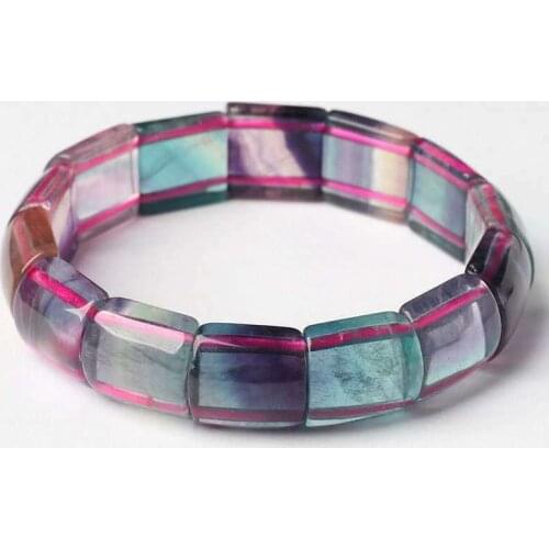 Natural Colorful Fluorite Gemstone Clear Beads Woman Bracelet AAAA