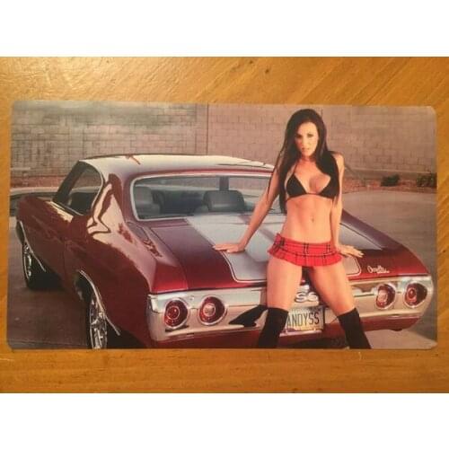 Tin Sign Vintage Chevelle SS With Model Pin painting calligraphy