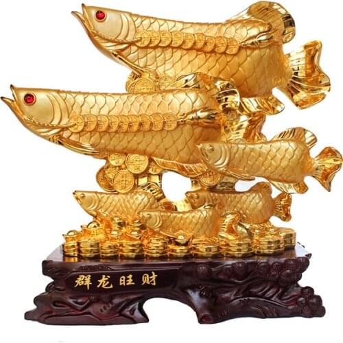 Golden Feng shui fish to attract wealth decoration large living room arts and crafts hotel office home decoration statue