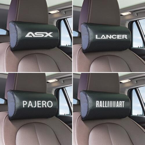 1pcs car neck pillows both side pu leather single headrest for Mitsubishi ASX Lancer Outlander RVR Pajero Sport car accessories