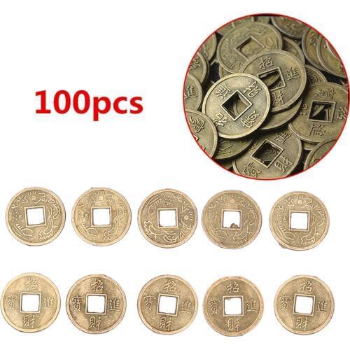100pcs Chinese Feng Shui Lucky Ching/Ancient Coins Set Educational Ten Emperors Antique Fortune Money Coin Luck Fortune Wealth