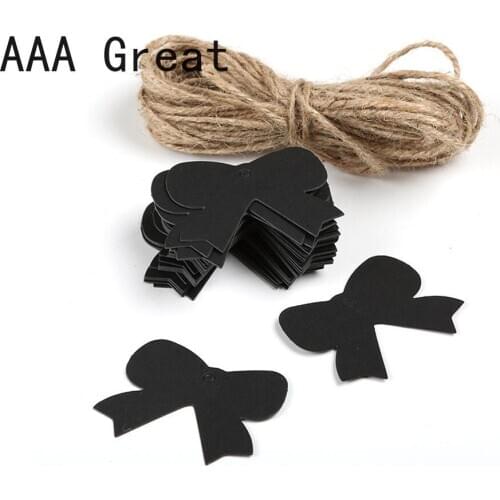 100Pcs/Lot Kraft Paper Tags Label Festival Note DIY Blank Price Hang Tag Birthday Wedding Party Paper Cards Gift Tag Bow Shape
