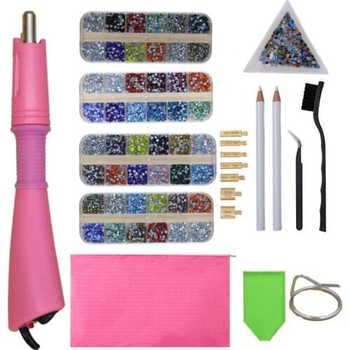 12grids 2400Pcs/box Mix Hot Fix Rhinestones Set/ EU/US PLUG Hotfix Applicator Crystal Glass Rhinestone Iron-on Strass Decoretion