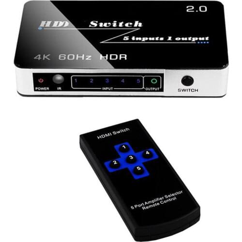 4K 60hz HD 2.0 Switch 5x1 HDMI-compatible Switch HDR 3D 1080P Audio Video Converter for PS3 PS4 TV BOX DVD Laptop To TV Monitor