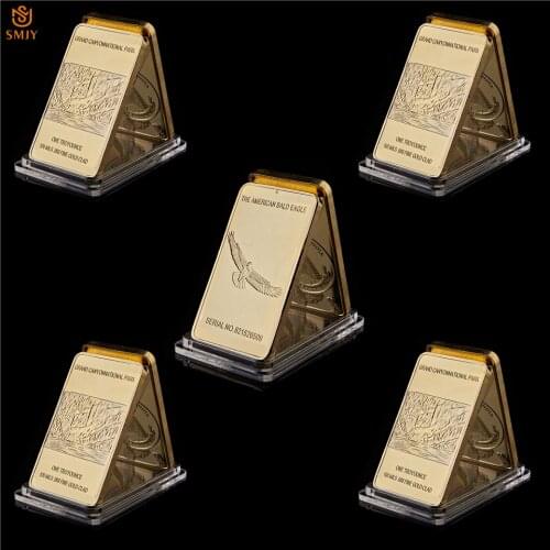 5Pcs American Grand Canyon National Park One Troy Ounce 100 Mills .999 Fine Gold Clad Bald Eagle Totem Collectibles Coin