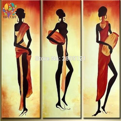 The african women in robe! hand painted africa figure oil painting on canvas Drums african girls abstract wall painting GIFT