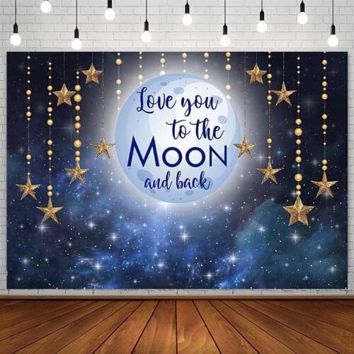 Avezano Baby Shower Birthday Backdrop Golden Twinkle Little Star Night Moon Newborn Photography Background Photocall Decor Props