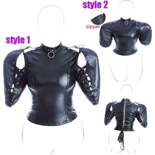 BDSM Arm Binder Mummy Bondage Bag Leather Straitjacket Straight Jacket Fetish Gimp Tie Exotic Costume SM Slave Couple Sex Toys