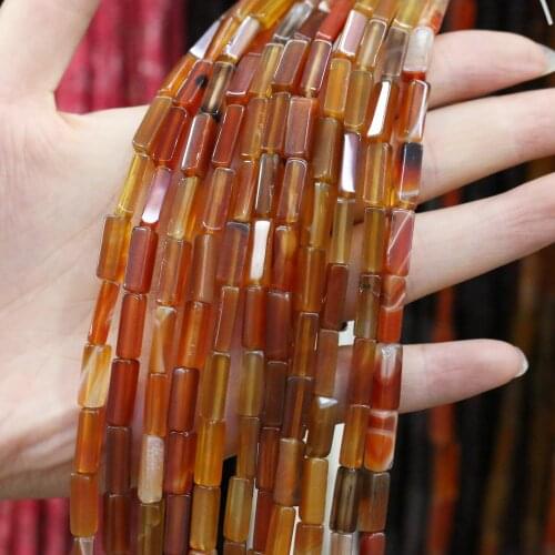 Natural Stone Rectangular Scattered bead agates Red agates string Beads for Jewelry Making DIY Necklace Bracelet 4x13mm