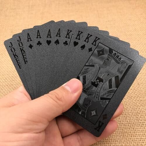 Black Poker Waterproof Plastic Playing Cards Collection Black Diamond & Japanese Building Poker Cards Creative Gift Standard