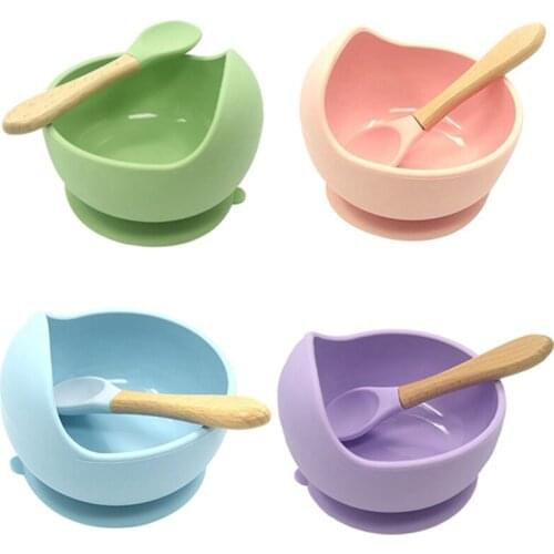 Baby Silicone Tableware Strong Sucker Children Bowl Spoon Set Children Sucker Bowl Baby Food Bowl