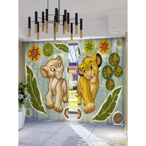 Disney Simba Lion King 3D Blackout Window Curtains for Living Room Window Treatment Bedroom Darkening Drapes Kitchen Panel