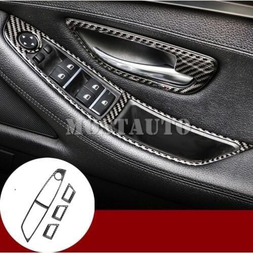 For BMW 5 Series F10 F11 Carbon Fiber Armrest Window Switch Cover 2011-2016 RHD Car Accessories Interior Car Decor Car Trim