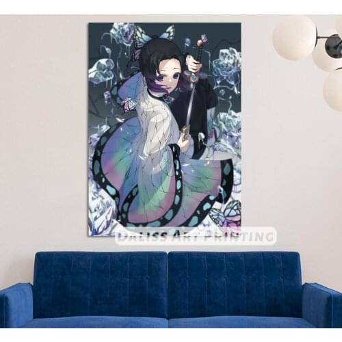 Canvas Anime Demon Slayer Shinobu Kocho Pictures Home Decoration Paintings Poster HD Prints Wall Art Modular Living Room Framed