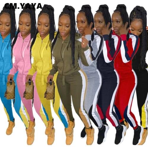 Lemon Gina Activewear Classic Patchwork Womens Set Zipper Hoodies Jogger Pants Sporty Tracksuit Fitness Two Piece Outfits