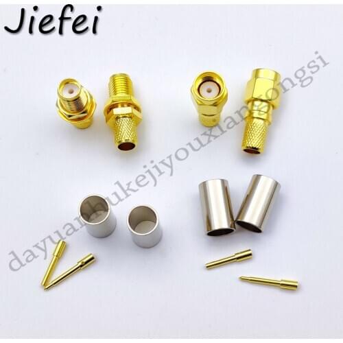 2 PCS RF coaxial coax adapter RP-SMA SMA Male / female Plug Crimp for RG8X RG-8X LMR240 Cable Straight Connector