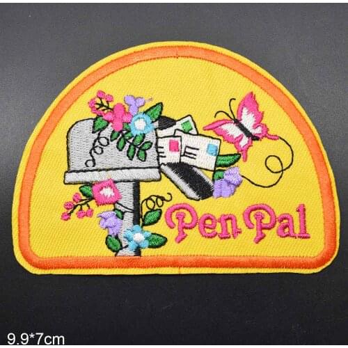 Beautiful Pen pal Penpal Friendship Friend Butterfly Mailbox Iron On Embroidered Clothes Patches For Girl Woman Clothing