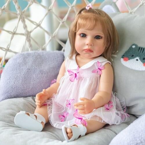 NPK 55CM Full Body Silicone Soft Touch Reborn Princess Girl Doll Lilly Hand Detailed Painting Soft Touch Waterproof Bath Toy