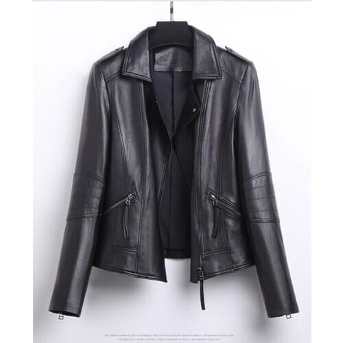 Genuine Jacket Women Real Sheepskin Leather Bomber Jackets Spring Autumn Motocycle Plus Size Coat 1204 MF560
