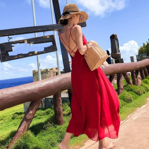 Summer Women Sundress Sleeveless Vintage Sexy Spaghetti Strap Dress Bohemian Beach Party Dresses Feminino Vestidos