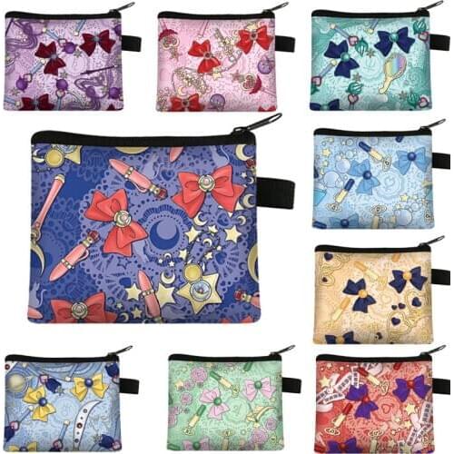 Fashion Brand Wallet Women Lovely Bowknot Small Coin Bag Canvas Wallet Female Zipper Coin Purse Wallet Headset Bag