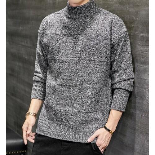 BROWON Men Sweater 2021 New Autumn Winter Solid Color Turtleneck Mens Knitted Sweater Korean Fashion Casual Sweater Men Clothes