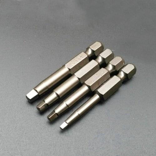 4Pcs Square Bit Set 1/4" 6.35mm Hex Shank Electric Screwdriver Bit Kit Household Repair Tools 50mm/100mm Power Tools