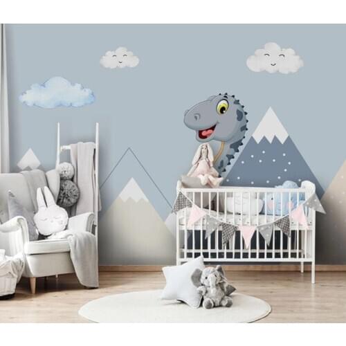Bacal custom 3D wallpaper mural Nordic minimalist hand-painted dinosaur house boy bedroom living room background 5d wall decor