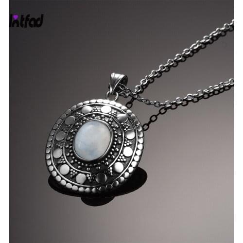 Natural Oval Moonstone Pendants Necklaces for Women 925 Sterling Silver Necklaces Classic Jewelry Birthday Gift
