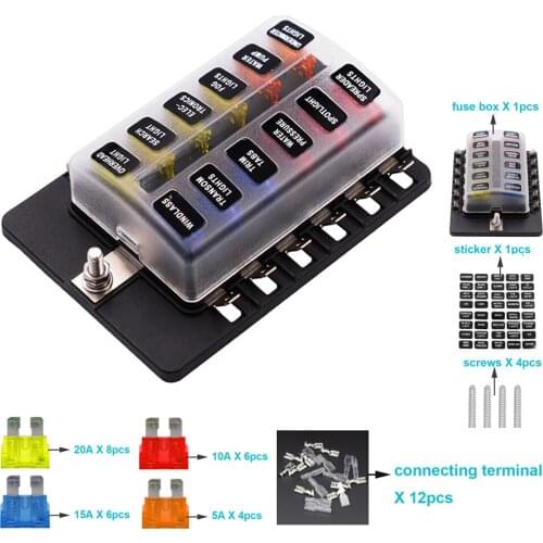 Plastic Cover 6 /8/10/12 Ways Blade Fuse Block 12V 32V Fuse Box Holder With LED Indicator Light For Auto Car Marine