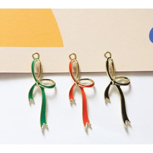 Alloy drop oil charm 30pcs/lot color bow-knot/ribbons shape handmade diy jewelry earring/bracelet pendant accessory