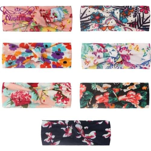 1 PCS 18*8 CM Fashion Print Knotted Elastic Hairband Vintage Flowers Pattern Infant Headband Kids Hair Accessories Birthday Gift